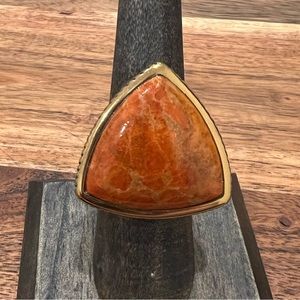 Barse Thai Orange Sponge Coral Ring Sz 6-6.5